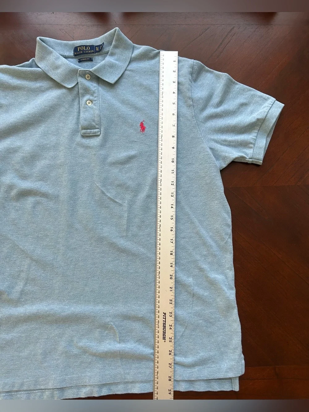 Polo by Ralph Lauren Light Blue Polo with Pink Pony Logo size XL
